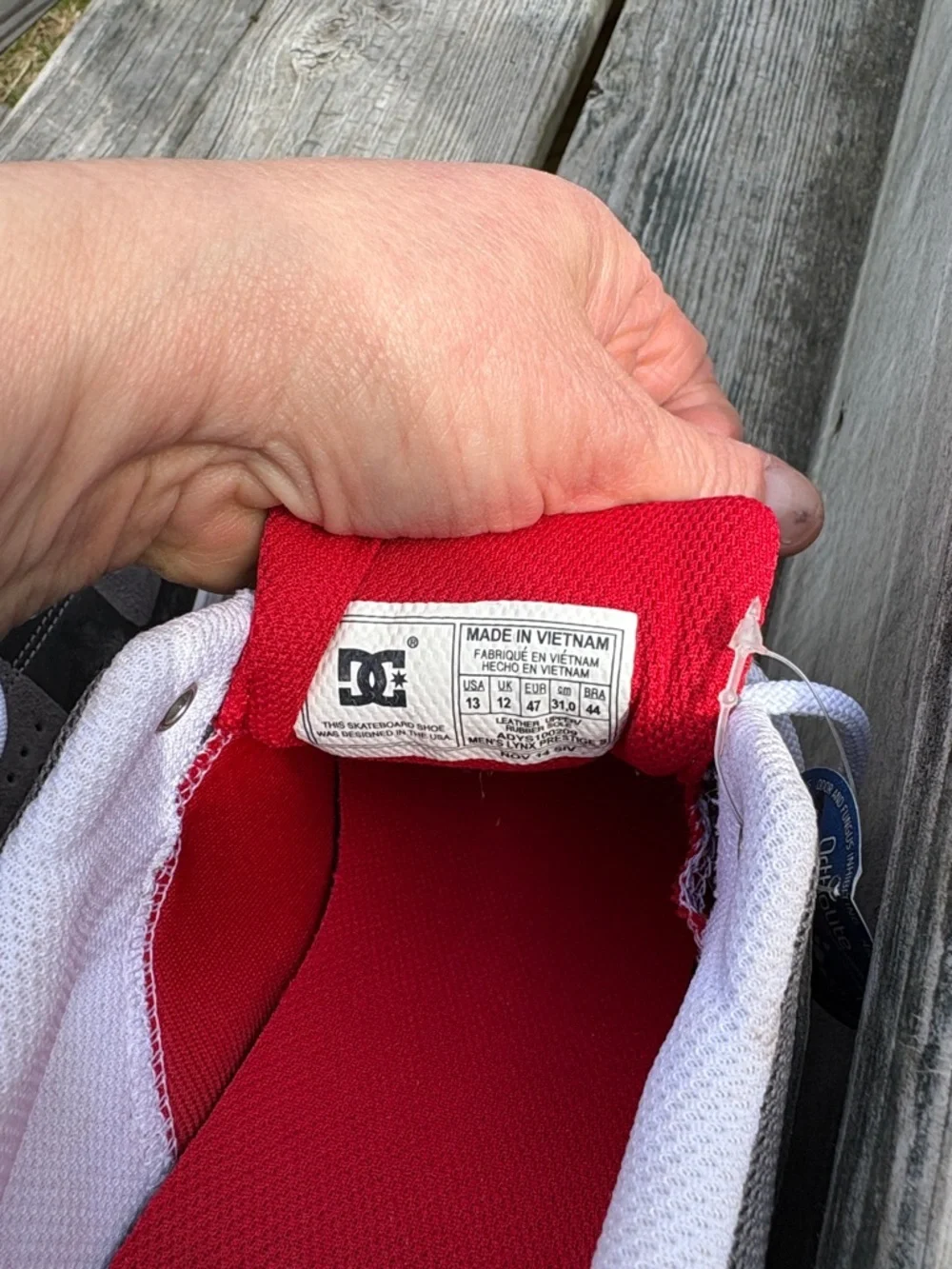 DC Men’s Gray, Black & Red Skate Sneakers - Picture 4 of 5